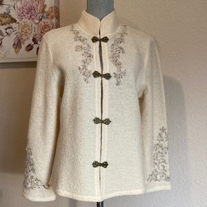 Coldwater Creek Ivory Wool Cardigan, size L